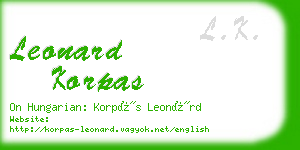 leonard korpas business card